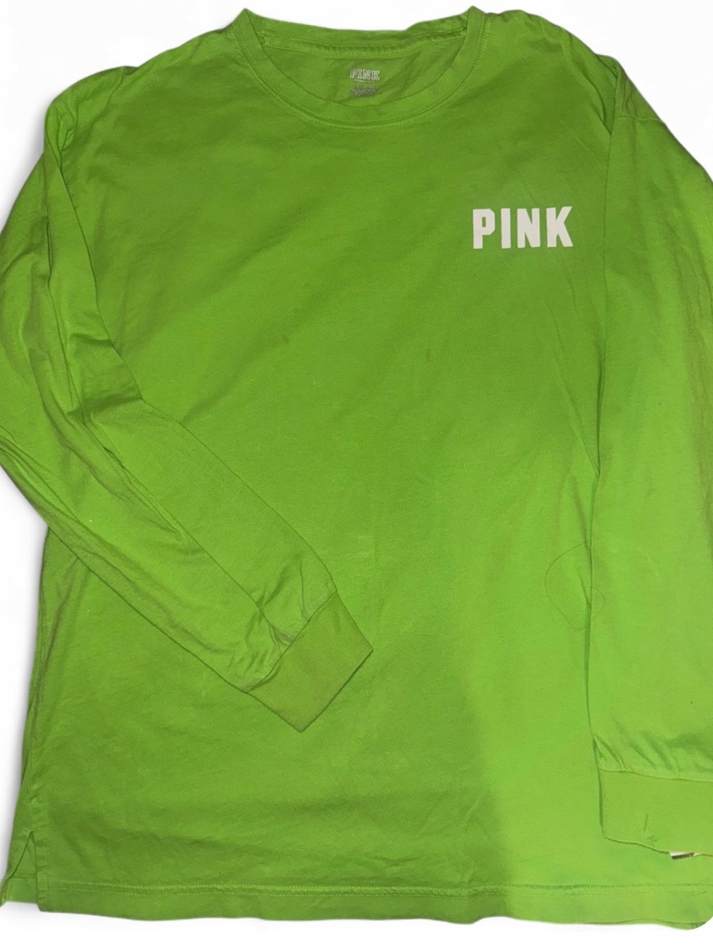 PINK Victoria's Secret Kids Long-Sleeve Tee in Neon Lime